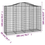 Arched Gabion Baskets 10 pcs 200x50x140/160 cm Galvanised Iron 3145690