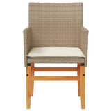 Garden Chairs with Cushions 2 pcs Beige Poly Rattan&Solid Wood 368716