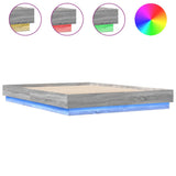 Bed Frame with LED without Mattress Grey Sonoma 140x200 cm 3209798