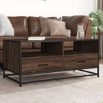 ZNTS Coffee Table Brown Oak 100x50x45 cm Engineered Wood and Metal 848788