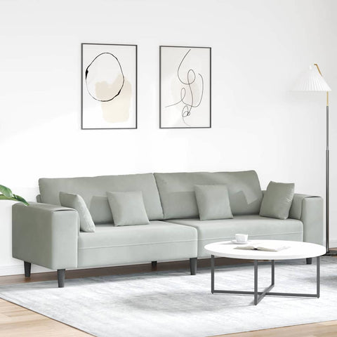 Velvet Sofa with Cushion Light Grey 208 cm Velvet 3335153