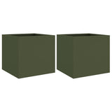 Planters 2 pcs Olive Green 32x30x29 cm Steel 841542