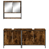 3 Piece Bathroom Furniture Set Smoked Oak Engineered Wood 3214672