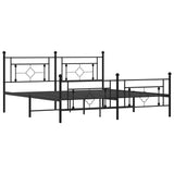Metal Bed Frame without Mattress with Footboard Black 183x213cm 374362