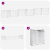 Dog Gate with Door Foldable 12 Panels White 960 cm Poplar Wood 3155736