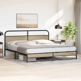 Metal Bed Frame without Mattress Smoked Oak 183x213 cm 3318681