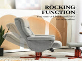 Faux Microfibre Leather Manual Recliner and Footstool Set - Grey T3398P342457