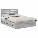 Bed Frame with Drawer Grey Sonoma 150 x 200 cm Engineer Wood 3411498