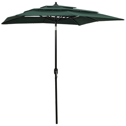 3-Tier Garden Parasol with Aluminium Pole Green 2x2 m 313845