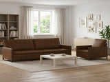 Sofa Set 2 pcs Brown Faux Suede Fabric 3433130