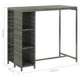 5 Piece Garden Bar Set with Cushions Poly Rattan Grey 3095458