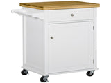 Kitchen Cart Storage Trolley Wooden Cabinet with Drawer Cupboard Towel Rail White T3398P329564