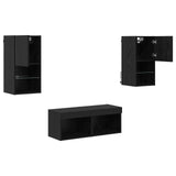 TV Wall Cabinets Wall-mounted 4 pcs Black Oak Engineered Wood 3402916
