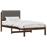 Bed Frame with Upholstered Headboard Dark Brown and Light Grey 904196