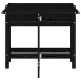 Garden Planter with Folding Tabletop Black Solid Wood Pine 825125