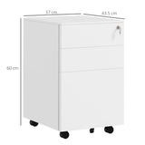 3-Drawer Vertical Filing Cabinet with Pencil Tray, Lock and 5 Wheels, Steel Mobile File Cabinet, for T3398P343092
