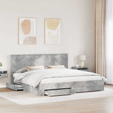 Bed Frame Concrete Grey 200 x 200 cm Engineered Wood 3411267