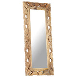 321640 Hand Carved Mirror Brown 110x50 cm Solid Mango Wood