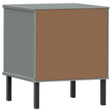 Bedside Cabinet with Metal Legs Grey Solid Wood Pine OSLO 350971