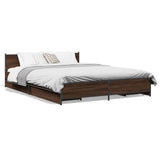 Bed Frame with Drawers without Mattress Brown Oak 150x200 cm King Size 3279931