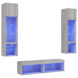 6 Piece TV Wall Units with LED Grey Sonoma Engineered Wood 3216627