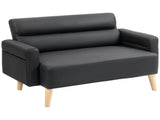 Small Faux Leather 2 Seater Sofa Settee - Black T3398P377877
