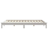 Bed Frame without Mattress White Solid Wood Pine King Size 820547