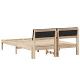 Bed frame Brown and black 140 x 190 cm Solid pine wood 878546