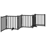 Dog Gate with Door Foldable 6 Panels Black 300 cm Solid Wood Fir 352285