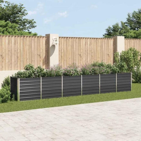 Garden Raised Bed Galvanised Steel 480x80x77 cm Anthracite 47071