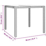 Garden Table with Glass Top Beige Poly Rattan&Tempered Glass 319550