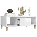 ZNTS Coffee Table High Gloss White 90x50x36,5 cm Engineered Wood 821062