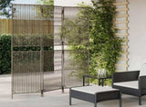 Room Divider 3 Panels Grey Poly Rattan 365390