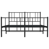 Metal Bed Frame without Mattress with Footboard Black 140x200cm 352499
