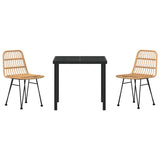 Garden Dining Set 3 pcs Brown Powder-Coated Steel 3379191