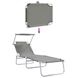 Sun Lounger Folding 2 pcs Grey 58 x 188 x 77cm Polyester 42003062