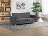 Compact Loveseat Sofa, Modern 2 Seater Sofa for Living Room with Wood Legs and Armrests, Dark Grey T3398P328116