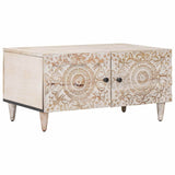 Coffee Table White 80 x 50 x 40 cm Solid Mango Wood 4018373