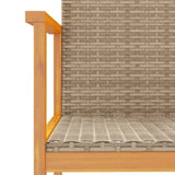 Garden Chairs 2 pcs Beige Poly Rattan&Solid Wood 368710