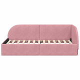 Corner Bed Frame with Headboard Pink 100 x 200 cm Velvet 42016659