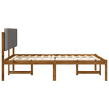 Bed Frame with Upholstered Headboard Natural and Light Grey 904335