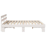 Bed Frame with Headboard White 200 x 200 cm Solid Pine Wood 872429