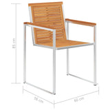 Garden Chair Set of 2 Teak Look Solid Acacia Wood with oil finish 46495