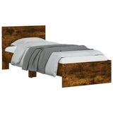 Bed Frame without Mattress with Headboard Smoked Oak 90x190 cm Single 838656