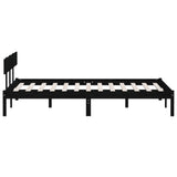 Bed Frame Black Solid pinewood Double Bed Durable Bed Frame 810151