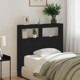 Headboard Cabinet with LED Black Oak 100x17x102 cm 863127