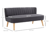 Modern Double Seat Sofa Loveseat Couch 2 Seater Compact Sofa Padded Linen Wood Leg Dark Grey T3398P378087