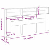 Headboard Cabinet Black Oak 200 x 19 x 103.5 cm Engineered Wood 862755