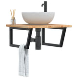 Basin Shelf Wall Mounted Steel and Solid Wood Oak 3302479
