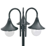 ZNTS Garden Post Light E27 220 cm Aluminium 3-Lantern Dark Green 44216